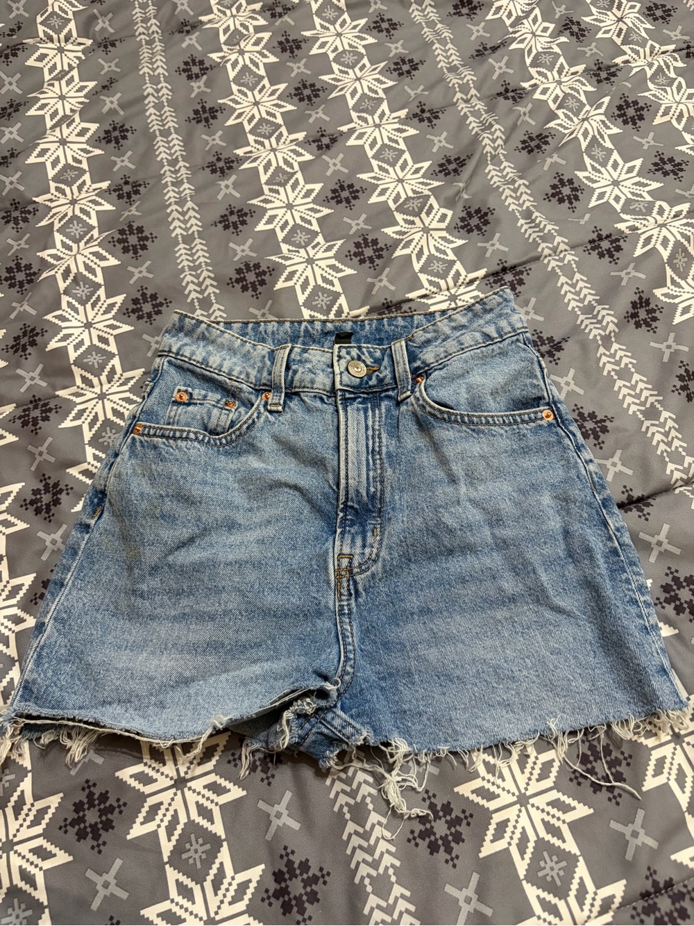 H&M Light Blue High-Rise Denim Cutoff Shorts